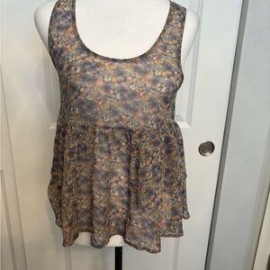 Frenchi Brown and Tan Tiered Sleeveless Tank Top